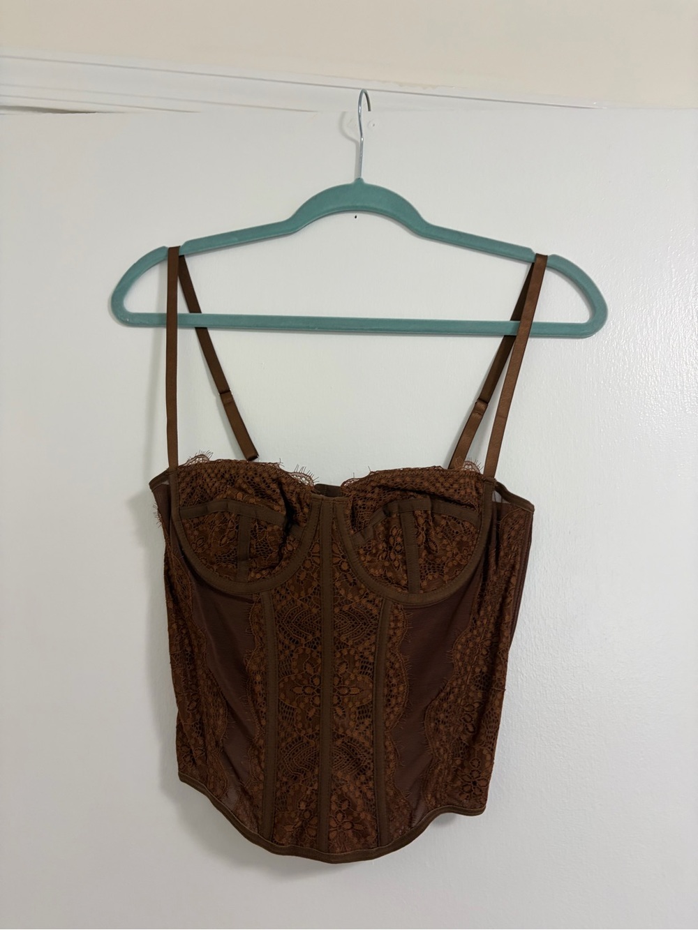 Brown Lace Bustier Corset Top - Women